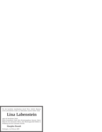 Traueranzeige von Lina Labenstein von WESTFÄLISCHER ANZEIGER