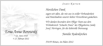 Traueranzeige von Erna Anna Borowski von WESTFÄLISCHER ANZEIGER