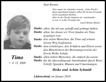 Traueranzeige von Timo  von WESTFÄLISCHER ANZEIGER