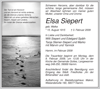 Traueranzeige von Elsa Siepert von WESTFÄLISCHER ANZEIGER