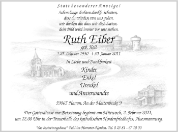 Traueranzeige von Ruth Eiber von WESTFÄLISCHER ANZEIGER