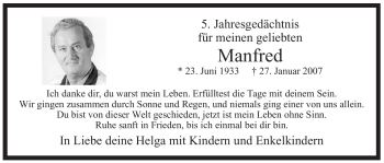 Traueranzeige von Manfred Unbekannt von WESTFÄLISCHER ANZEIGER