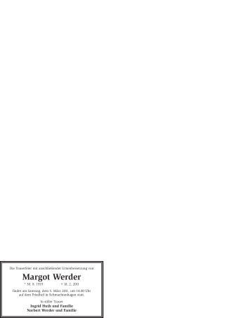 Traueranzeige von Margot Werder von WESTFÄLISCHER ANZEIGER