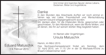 Traueranzeige von Eduard Matuschik von MZV