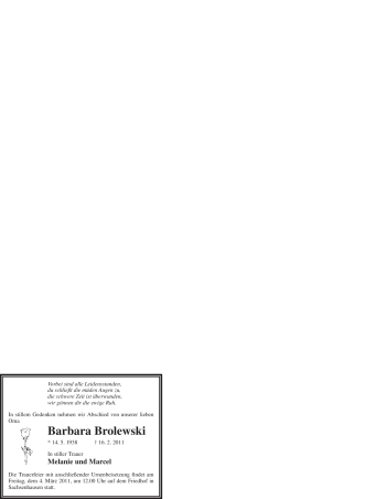 Traueranzeige von Barbara Brolewski von WESTFÄLISCHER ANZEIGER