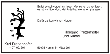 Traueranzeige von Karl Prettenhofer von WESTFÄLISCHER ANZEIGER