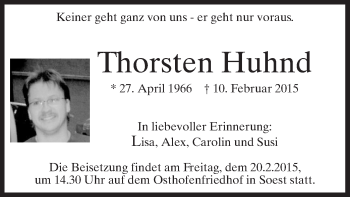 Traueranzeige von Thorsten Huhnd von MZV
