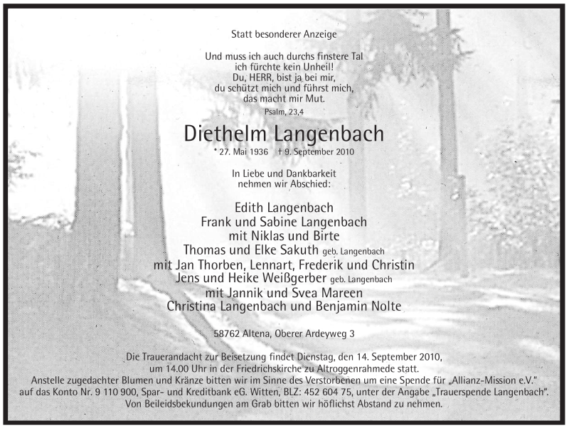  Traueranzeige für Diethelm Langenbach vom 11.09.2010 aus WESTFÄLISCHER ANZEIGER