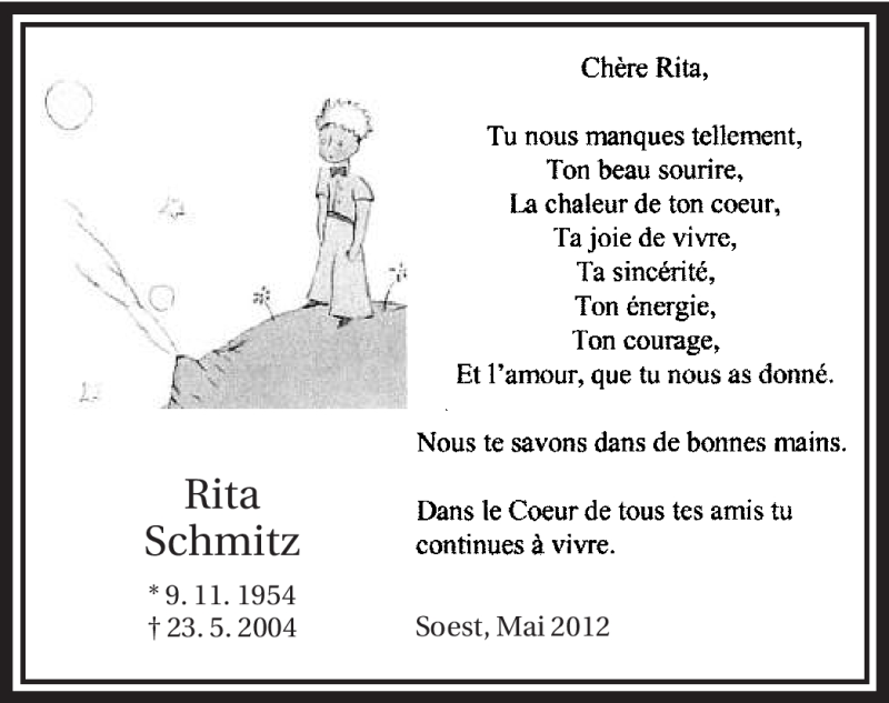  Traueranzeige für Rita Schmitz vom 23.05.2012 aus WESTFÄLISCHER ANZEIGER