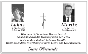Traueranzeige von Moritz Unbekannt von WESTFÄLISCHER ANZEIGER