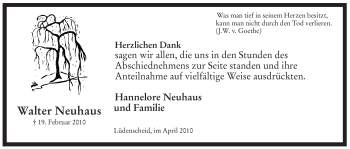 Traueranzeige von Walter Neuhaus von WESTFÄLISCHER ANZEIGER
