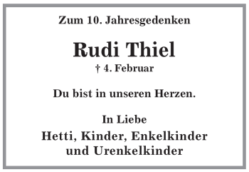 Traueranzeige von Rudi Thiel von WESTFÄLISCHER ANZEIGER