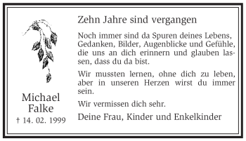 Traueranzeige von Michael Falke von WESTFÄLISCHER ANZEIGER