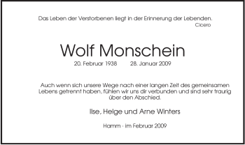 Traueranzeige von Wolf Monschein von WESTFÄLISCHER ANZEIGER
