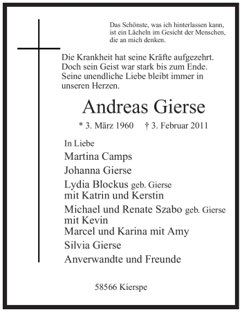 Traueranzeige von Andreas Gierse von WESTFÄLISCHER ANZEIGER