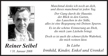 Traueranzeige von Reiner Seibel von MZV
