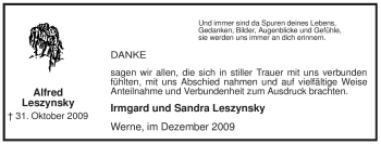 Traueranzeige von Alfred Leszynsky von WESTFÄLISCHER ANZEIGER