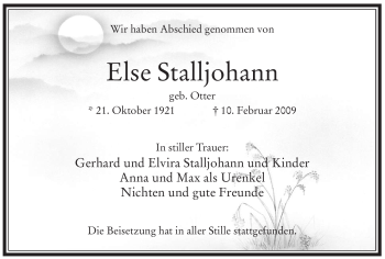 Traueranzeige von Else Stalljohann von WESTFÄLISCHER ANZEIGER