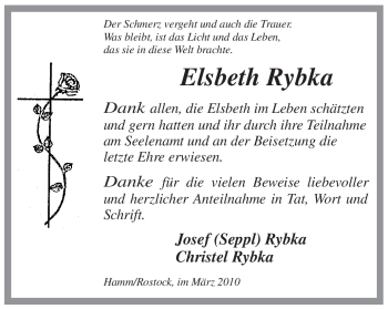 Traueranzeige von Elsbeth Rybka von WESTFÄLISCHER ANZEIGER