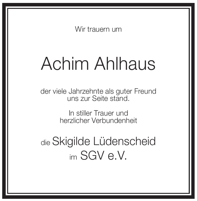  Traueranzeige für Achim Ahlhaus vom 15.05.2010 aus WESTFÄLISCHER ANZEIGER