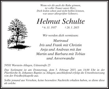 Traueranzeige von Helmut Schulte von MZV