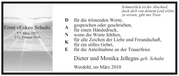 Traueranzeige von Ernst Schulte von WESTFÄLISCHER ANZEIGER