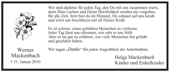 Traueranzeige von Werner Mackenbach von WESTFÄLISCHER ANZEIGER
