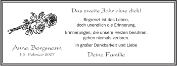 Traueranzeige von Anna Borgmann von WESTFÄLISCHER ANZEIGER