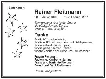 Traueranzeige von Rainer Fleitmann von WESTFÄLISCHER ANZEIGER