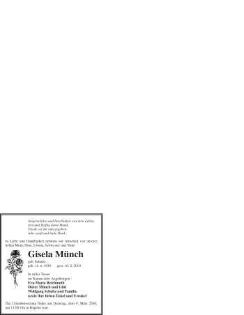 Traueranzeige von Gisela Münch von WESTFÄLISCHER ANZEIGER
