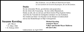 Traueranzeige von Susanne Kersting von WESTFÄLISCHER ANZEIGER