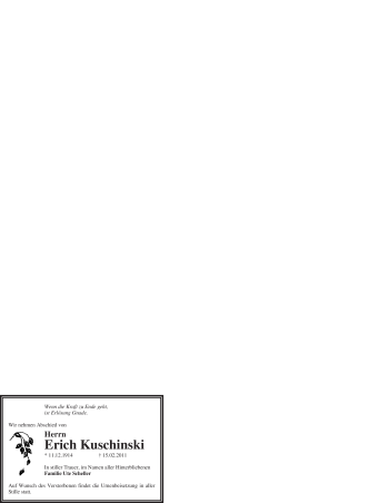 Traueranzeige von Erich Kuschinski von WESTFÄLISCHER ANZEIGER