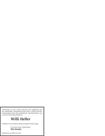 Traueranzeige von Willi Heller von WESTFÄLISCHER ANZEIGER