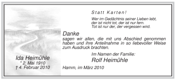 Traueranzeige von Ida Heimühle von WESTFÄLISCHER ANZEIGER