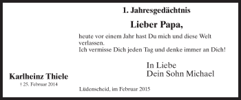 Traueranzeige von Karlheinz Thiele von MZV
