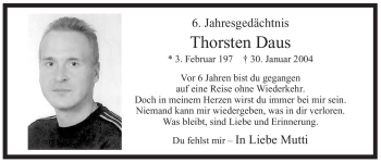 Traueranzeige von Thorsten Daus von WESTFÄLISCHER ANZEIGER