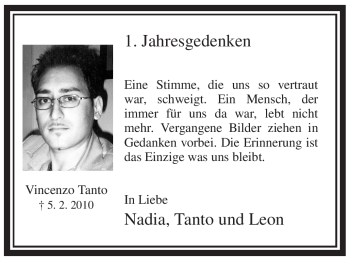 Traueranzeige von Vincenzo Tanto von WESTFÄLISCHER ANZEIGER