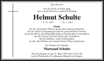 Traueranzeige von Helmut Schulte von MZV