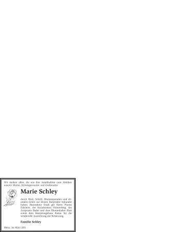 Traueranzeige von Marie Schley von WESTFÄLISCHER ANZEIGER