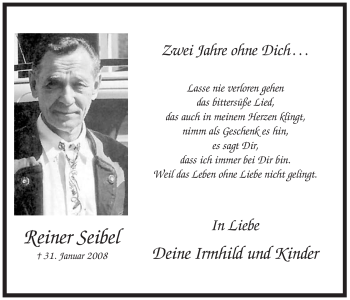 Traueranzeige von Reiner Seibel von WESTFÄLISCHER ANZEIGER