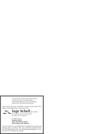 Traueranzeige von Inge Scheil von WESTFÄLISCHER ANZEIGER