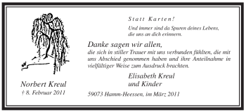 Traueranzeige von Norbert Kreul von WESTFÄLISCHER ANZEIGER
