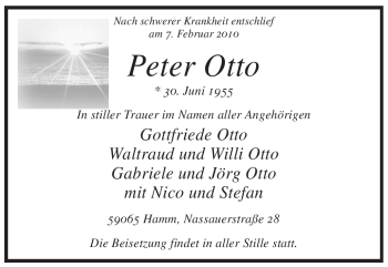 Traueranzeige von Peter Otto von WESTFÄLISCHER ANZEIGER