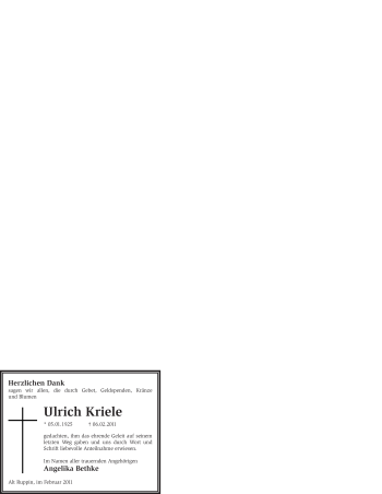 Traueranzeige von Ulrich Kriele von WESTFÄLISCHER ANZEIGER