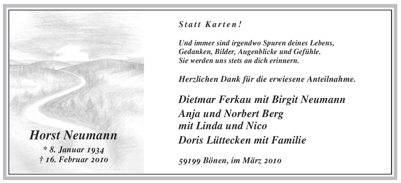  Traueranzeige für Horst Neumann vom 26.03.2010 aus WESTFÄLISCHER ANZEIGER