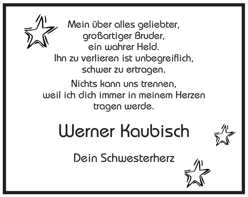  Traueranzeige für Werner Kaubisch vom 04.05.2011 aus WESTFÄLISCHER ANZEIGER