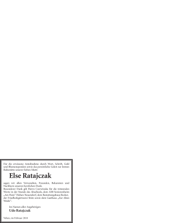 Traueranzeige von Else Ratajczak von WESTFÄLISCHER ANZEIGER
