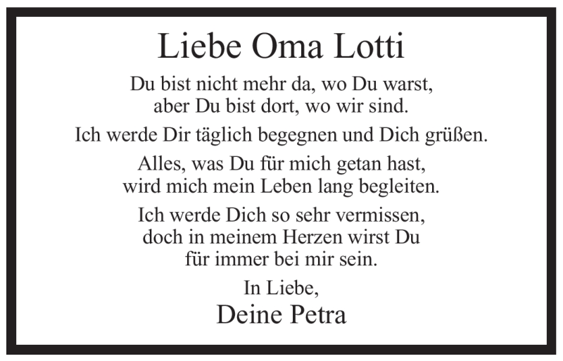  Traueranzeige für Lieselotte Spielmann vom 10.02.2010 aus WESTFÄLISCHER ANZEIGER