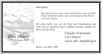 Traueranzeige von Otto Dittert von WESTFÄLISCHER ANZEIGER