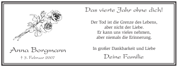 Traueranzeige von Anna Borgmann von WESTFÄLISCHER ANZEIGER